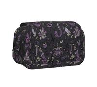 Large Capacity Pencil Case For Girls & Boys, Double Layer Pencil Case With Flip Top, Purple Black Goth Spooky Pen Bag Organizer, Portable Office Stationery Makeup Bag Pencil Pouch For School College
