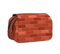 Large Capacity Pencil Case For Girls & Boys, Double Layer Pencil Case With Flip Top, Red Brick Wall Texture Pen Bag Organizer, Portable Office Stationery Makeup Bag Pencil Pouch For School College