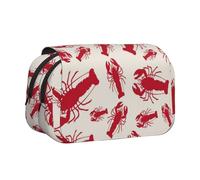 Large Capacity Pencil Case For Girls & Boys, Double Layer Pencil Case With Flip Top, Red Lobster Pen Bag Organizer, Portable Office Stationery Makeup Bag Pencil Pouch For School, College, Exams