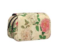 Large Capacity Pencil Case For Girls & Boys, Double Layer Pencil Case With Flip Top, Red White Peonies Pen Bag Organizer, Portable Office Stationery Makeup Bag Pencil Pouch For School, College, Exams