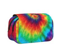 Large Capacity Pencil Case For Girls & Boys, Double Layer Pencil Case With Flip Top, Tie Dye Hippies Pen Bag Organizer, Portable Office Stationery Makeup Bag Pencil Pouch For School, College, Exams