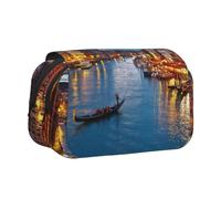 Large Capacity Pencil Case For Girls & Boys, Double Layer Pencil Case With Flip Top, Venice Night Pen Bag Organizer, Portable Office Stationery Makeup Bag Pencil Pouch For School, College, Exams