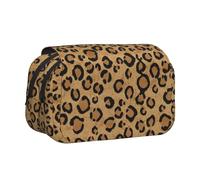 Large Capacity Pencil Case For Girls & Boys, Double Layer Pencil Case With Flip Top, Wild Leopard Animal Pen Bag Organizer, Portable Office Stationery Makeup Bag Pencil Pouch For School College Exams