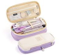 Large Capacity Pencil Case for Girls Boys, School Pencil Cases with 3 Compartments Small Pencil Bag for Kids and Students (Purple)