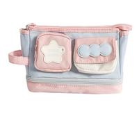 Large Capacity Pencil Case for Girls, Kawaii Pencil Case Stationery Organizer Aesthetic, Dopamine Color Block Design, Cute Pen Pouch with Multiple Compartments, for Girls School College Office (Blue)