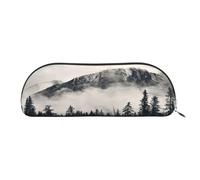 Large Capacity Pencil Case For School & Travel, Canadian Mountain Cliff Pen Pouch, Leather Semi-Circle Organizer For Boys Girls Teens Students, Stationery Organizer Office Makeup Bag For Women Men