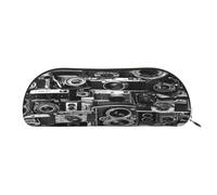 Large Capacity Pencil Case For School & Travel, Cool Camera Collection Pen Pouch, Leather Semi-Circle Organizer For Boys Girls Teens Students, Stationery Organizer Office Makeup Bag For Women Men