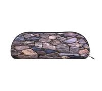 Large Capacity Pencil Case For School & Travel, Solid Stonewall Art Pen Pouch, Leather Semi-Circle Organizer For Boys Girls Teens Students, Stationery Organizer Office Makeup Bag For Women Men