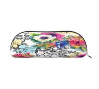 Large Capacity Pencil Case For School & Travel, Vivid Colorful Garden Pen Pouch, Leather Semi-Circle Organizer For Boys Girls Teens Students, Stationery Organizer Office Makeup Bag For Women Men