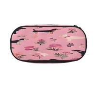 Large capacity pencil case, French Bulldog flowers Organizer with Zippered, Compartments & Elastic Pen Holders for School, Office, Lightweight pen bag for Travel, MULTI-USE Oxford Fabric pencil bag
