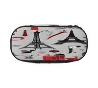 Large capacity pencil case, French Fashion Model Ferrets Organizer with Zippered, Compartments Elastic Pen Holders for School Office, Lightweight pen bag for Travel, MULTI-USE Oxford Fabric pencil bag