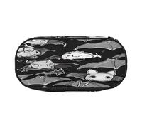 Large capacity pencil case, Halloween Bats Grey Organizer with Zippered, Compartments & Elastic Pen Holders for School, Office, Lightweight pen bag for Travel, MULTI-USE Oxford Fabric pencil bag