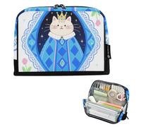 Large Capacity Pencil Case Heavy Duty for Nurse Primary Cartoon White Cat Poker