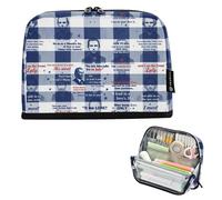 Large Capacity Pencil Case, Lightweight Pencil Case for Men, Cosmetics, Navy Checkered Pattern Presidential Silhouettes