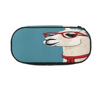 Large capacity pencil case, Llama in A Scarf Organizer with Zippered, Compartments & Elastic Pen Holders for School, Office, Lightweight pen bag for Travel, MULTI-USE Oxford Fabric pencil bag
