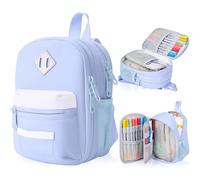Large Capacity Pencil Case, Mini Backpack Pencil Case, Storage High Capacity Bag Pouch Holder Marker Pen Organizer, for Student, Teen Girls, Adults (Sky Blue)