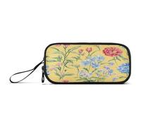 Large Capacity Pencil Case Nurse Travel Pencil Case Office Multifunctional Florals Carnation Delphinium flower Yellow