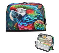 Large Capacity Pencil Case Organizer 8.3x5.9in Vivid Parrot Dark Nebula Pen Pouch for School Office Travel