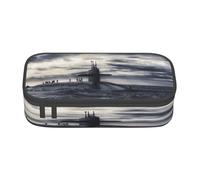Large Capacity Pencil Case Pencil Bag Giant Nuclear Ship Print Layered Stationery Pen Case