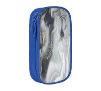 Large Capacity Pencil Case Pencil Bag Grey Marble Stripe Print Double-Zipper Pen Case