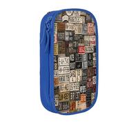 Large Capacity Pencil Case Pencil Bag Old License Plate Print Double-Zipper Pen Case
