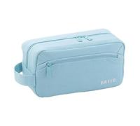 Large Capacity Pencil Case, Pencil Case 4 Compartments with Zipper Portable Handle, Big Capacity Canvas Pencil Pouch, Portable Stationery Pencil Bag for Office College School Teen Girl Boy (Blue)