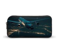 Large Capacity Pencil Case Plane Flying at Night Pen Pouch Cute Zipper Comsmetic Makeup Bag Storage Bag for Women Men