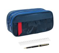 Large Capacity Pencil Case - Portable Storage Bag, Dual-Layer Stationery Organizer, Compact Travel Pocket for Leaders and Supplies | College Classroom Teach Students, blue, Se référer au descriptif