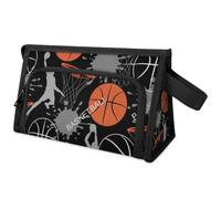 Large Capacity Pencil Case Pouch, Basketballs Portable Zipper Pencil Cases Pencil Bag Office Stationery Bag Makeup Bag Desk Organizer for Women Men