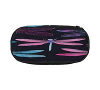 Large capacity pencil case, purple dragonfly Organizer with Zippered, Compartments & Elastic Pen Holders for School, Office, Lightweight pen bag for Travel, MULTI-USE Oxford Fabric pencil bag