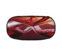 Large capacity pencil case, Red Wine Glass Cheers Organizer with Zippered, Compartments & Elastic Pen Holders for School, Office, Lightweight pen bag for Travel, MULTI-USE Oxford Fabric pencil bag