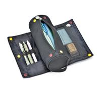 Large Capacity Pencil Case Roll Up Design Multifunctional Pencil Holder Pouch Stationery Pen Bag for Teen Girls and Boys Camping Style - Black