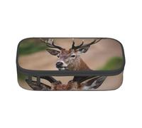 Large Capacity Pencil Case with Compartments, Big Whitetail Deer Fawn in Wilderness Stag Print Pencil Bag Portable Pencil Bag Pen Pouch Organizer for Boys Girls Teen College Students School Adults