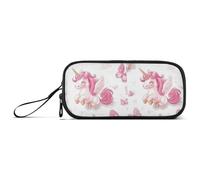 Large Capacity Pencil Cases Adults Art Pencil Case Cosmetics with Handle Cartoon Cute Unicorns Butterfly