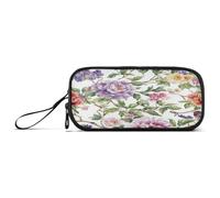 Large Capacity Pencil Cases Kids Box Organizer Kindergarten with Zipper Spring Flowers Peonies Lavender Birds