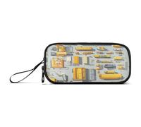 Large Capacity Pencil Holder Case College Student Pencil Case School Cosmetics with Compartment Construction Scene Build Tall Buildings Bulldozer