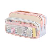 Large Capacity Pencil Pouch, Canvas Pen Storage Bag, 3 Compartments, Portable Stationery Organizer for School, College, Office, Kids, Teens, Adults, 8.27x4.72x3.15 inches