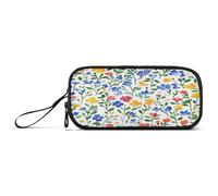 Large Capacity pencil pouches Boys Pen Pencil Case Cosmetics with Compartment Florals flower Delphinium Iris