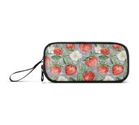 Large Capacity pencil pouches Women Pen Case Cosmetic Makeup Cosmetics with Zipper Fresh Strawberries Fruit