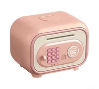 Large Capacity Piggy Bank with Fingerprint and Password, ABS Plastic Safe Featuring Automatic Money Roll for Secure Cash Management (pink-A)