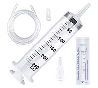 Large Capacity Plastic Syringe with 1m Tube,for Liquids, Oil or Glue Applicator, Experiments, Pet Feeding,Plant irrigation Labor&Science Use（250ml）