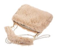 Large Capacity Plush Shoulder Bag for Women with Style Handle | Brown Polyester Hardware Finish, Chic Creative Design, for Dating and Beach Use, and Women Random Style