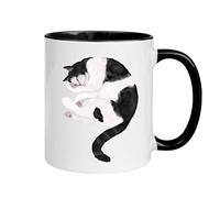 Large-Capacity Porcelain Mug Tuxedo Cat Mug Vibrant Watercolour Mug 330ML for Home,Housewarming Gifts,Office,Living Room