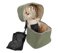 Large Capacity Portable Makeup Pouch Nylon Bucket Bag for Travel | Waterproof Zip Opening, Lightweight Handle Design, Green Organizer for Cosmetics, Jewelry and Essential Oil