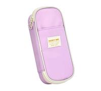 Large Capacity Purple Pencil Case, Double Zipper Polyester Pencil Bag with Lucky Day Label, Simple and Stylish Pen Pouch, Aesthetic Stationery Organizer for Students, Girls and Boys