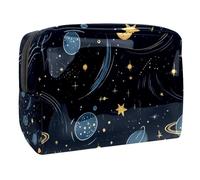 Large Capacity PVC Makeup Bag Women Cosmetic Toiletry Organizer Pouch Purse 7.3x3x5.1 Inch - Cute Night Sky Planets Comets