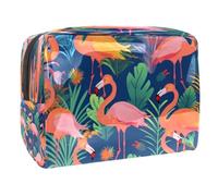 Large Capacity PVC Makeup Bag Women Cosmetic Toiletry Organizer Pouch Purse 7.3x3x5.1 Inch - Flamingo