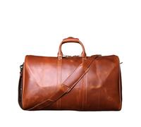 Large Capacity Retro Genuine leather Short Trip Bag Head Layer Leisure Travel Crossbody Handbag For Travel Business(Brown)