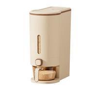Large Capacity Rice Dispenser for Kitchen, Transparent Window Grain Storage Container with Sealed Lid, 10kg Capacity, Easy to Pour and Wash (Brown)