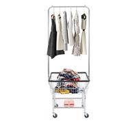Large Capacity Rolling Laundry Cart with Hanging Rod, Modern Rectangular Design, 50kg Load Capacity, Easy-Move Wheels for Convenient Laundry Organization